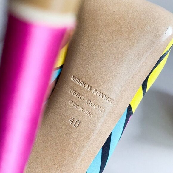 Nicolas  Kirkwood Colourful Silk Satin Graffiti Heels 40 - Picture 9 of 12
